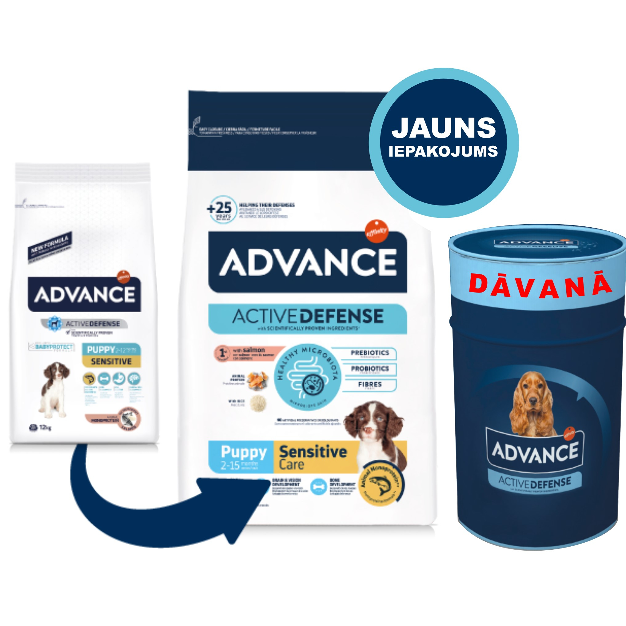 Adv dog puppy sensitive 12,0kg + Konteineris 920179+966190 | Zooseta.lv