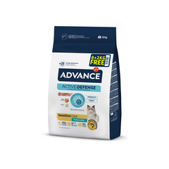 ADVANCE CAT STERILIZED SENSITIVE CARE SALMON 8+2kg - pilnvērtīga sausā barība pieaugušiem sterilizētiem kaķiem no 1 līdz 10 gadiem