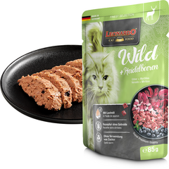 LEONARDO mitrā barība kaķiem ar brieža gaļu un mellenēm 85 g