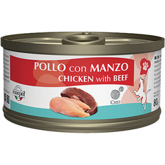 Chef 80gr Cat Chicken with Beef heart - konservi ar vistas gaļu un liellopa sirdim