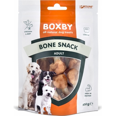 BOXBY BONE SNACK 100g - papildbarība pieaugušiem suņiem, kauliņi ar  vistu gaļas hantelēm katrā pusē.