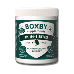 BOXBY 12-IN-1 BITES 240g - daudzfunkcionāls multivitamīnu papildbarības gardums suņiem no 4 mēn.vecuma.