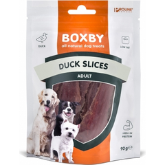 BOXBY DUCK SLICES FOR DOGS 90G - papildbarība pieaugušiem suņiem, gabaliņi ar pīles gaļu