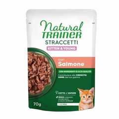 TRAINER NATURAL WET CAT STRACCETTI KITTEN  SALMON 70 G - konservi kaķēniem no 1 līdz 12 mēnešiem