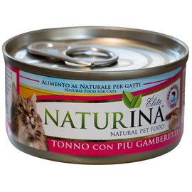 NATURINA ELITE WET TUNA WITH SHRIMPS 70G - KONSERVI KAĶIEM (TUNCIS AR GARNEĻĒM)