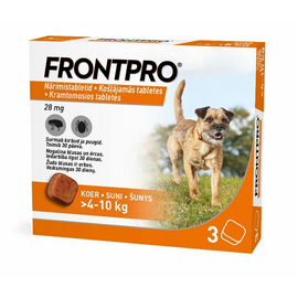 FRONTPRO 28MG KOŠĻ TABL SUŅIEM (>4-10KG) M N1 (1 tablete) - Pretblusu un pretērču košļājamās tabletes