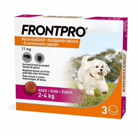 FRONTPRO 11MG KOŠĻ TABL SUŅIEM (2-4KG) S N1 (1 tablete) - Pretblusu un pretērču košļājamās tabletes
