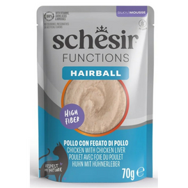 Schesir Cat Functions Mousse Hairball 70g - pilnvērtīgā barība - uzputenis pret spalvu kamoliem