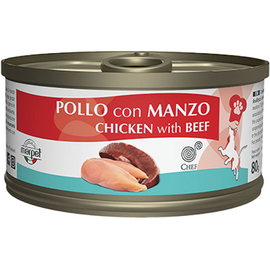 Chef 80gr Cat Chicken with Beef heart - konservi ar vistas gaļu un liellopa sirdim
