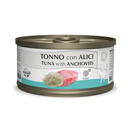 Chef 80gr Cat Tuna with Anchovies - konservi pieaugušiem kaķiem, ar tunci un anšoviem.
