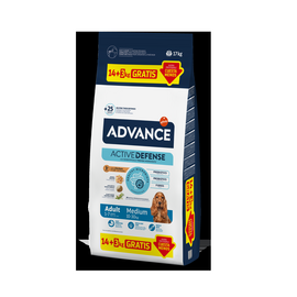 ADVANCE DOG MEDIUM ADULT 14+3 KG -  VIDĒJO ŠĶIRŅU PIEAUGUŠIEM SUŅIEM (VISTA UN RĪSI)