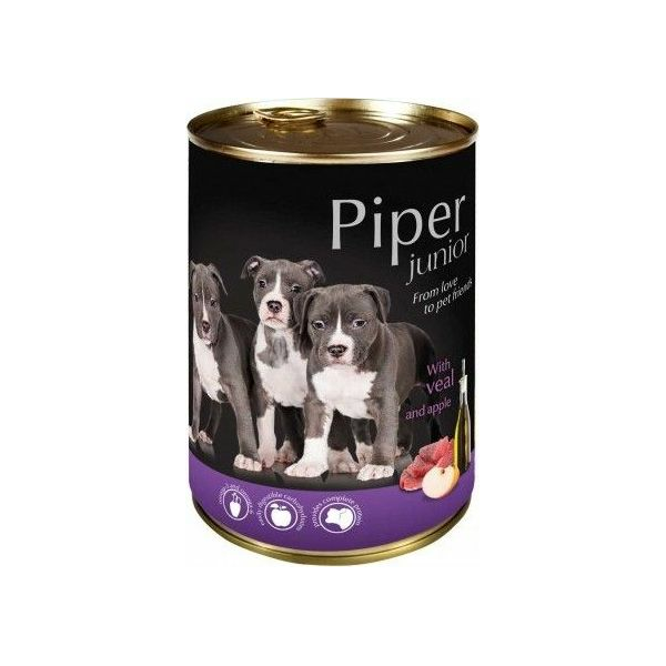 PIPER JUNIOR WITH VEAL AND APPLE 400G - Konservēta barība suņiem