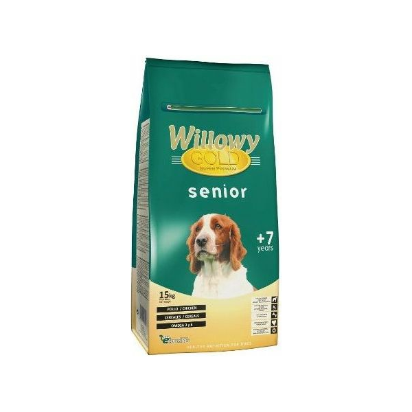 Willowy Gold Dog Premium Senior 15kg - Visu šķirņu suņiem vecaķiem suņiem (putnu gaļa)
