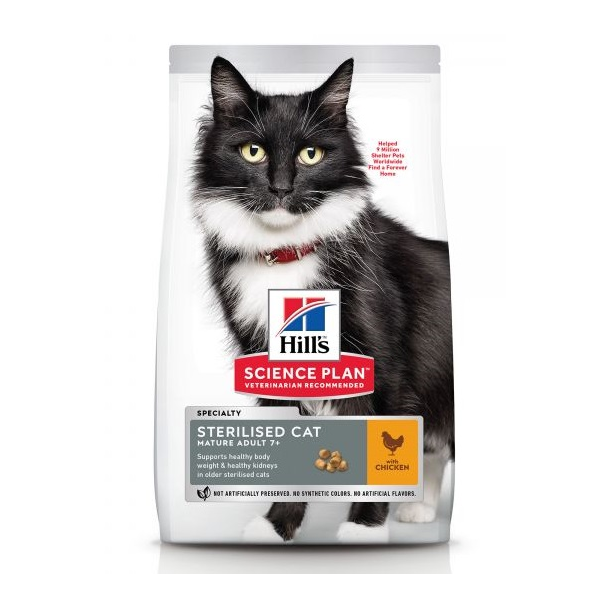 HILLS STERILISED CAT MATURE ADULT 7+ CHICKEN 300g - sausā barība ar vistu kaķu senioriem