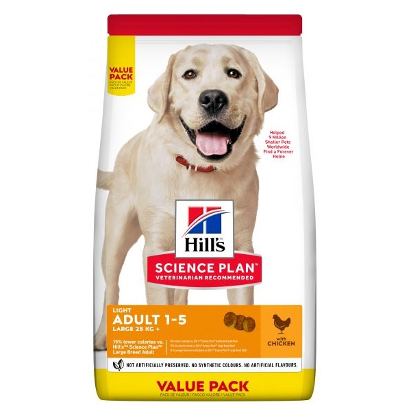 HILL'S DOG LIGHT LARGE BREED ADULT CHICKEN 14kg - atvieglota sausā barība lielo šķirņu pieaugušiem suņiem