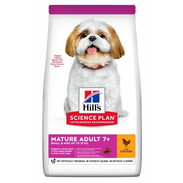 HILLS DOG MATURE ADULT 7+ SMALL&MINI CHICKEN 300g -sausā barība ar vistu nobriedušiem suņiem