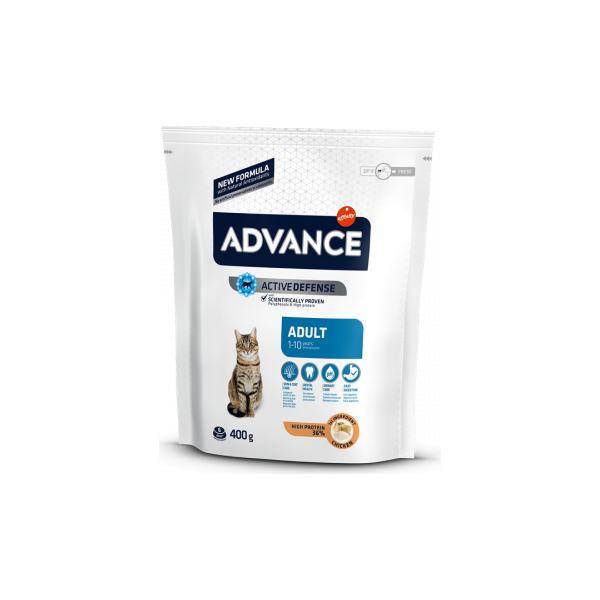 ADVANCE CAT ADULT CHICKEN 0,400KG- PIEAUGUŠIEM KAĶIEM (VISTA UN RĪSI)