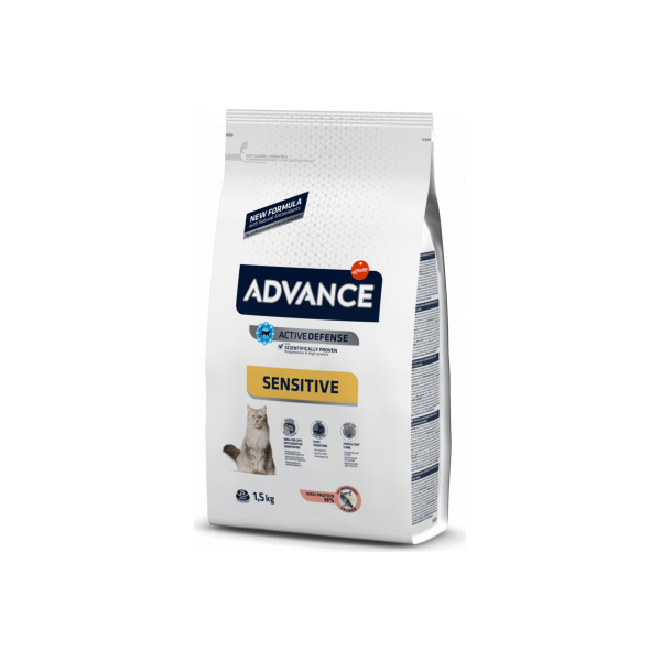 ADVANCE CAT ADULT SALMON SENSITIVE 1,5KG - PIEAUGUŠIEM KAĶIEM (LASIS UN RĪSI)