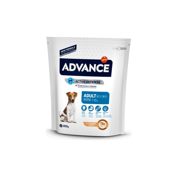 ADVANCE DOG MINI ADULT 0,8KG - MAZO ŠĶIRŅU SUŅIEM (VISTA UN RĪSI)