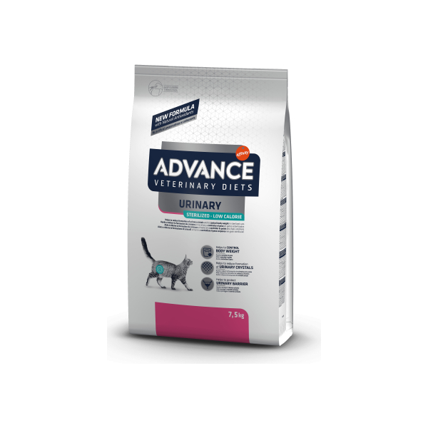 ADVANCE VET CAT URINARY LOW CALLORIES 7.5 KG - Для стерилизованных котов при мочекаменной болезни с лишним весом