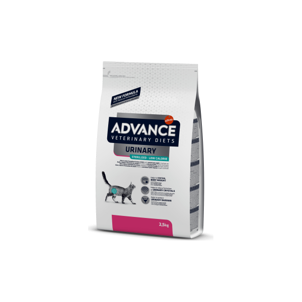 ADVANCE VET CAT URINARY LOW CALLORIES 2.5 KG -  Sterilizētiem kaķiem urīntrakta veselībai ar lieku svaru