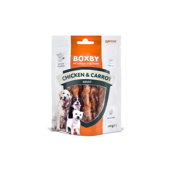 BOXBY CHICKEN&CARROT STICKS 100G - ПАЛОЧКИ ДЛЯ ВЗРОСЛЫХ СОБАК (КУРИЦА И МОРКОВЬ)