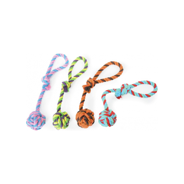 Rotaļlieta suņiem - Kokvilnas bumba ar rokturi 30cm