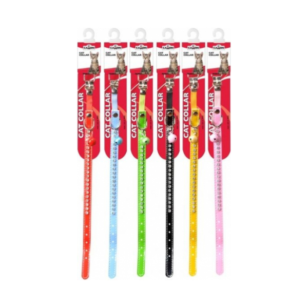 Kaķu kakla siksna ar kristāliem un zvaniņu