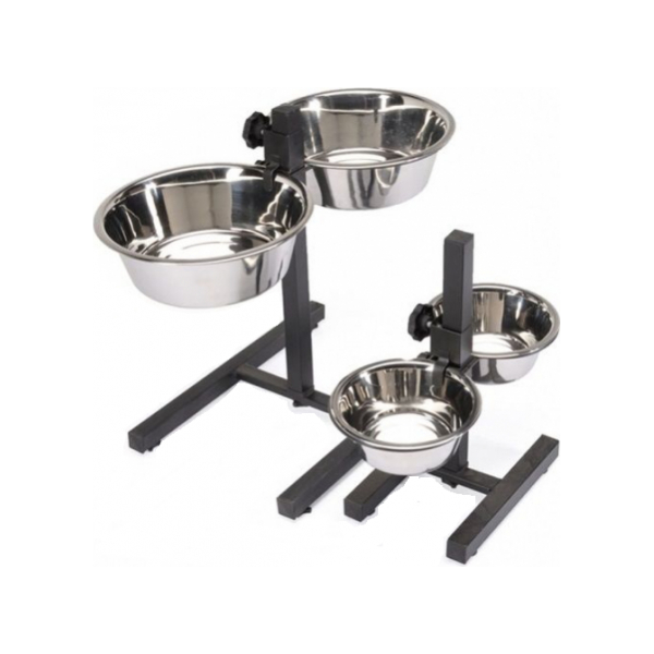 Nerūsējoša tērauda statīvs ar divām bļodām 28cm/4700ml