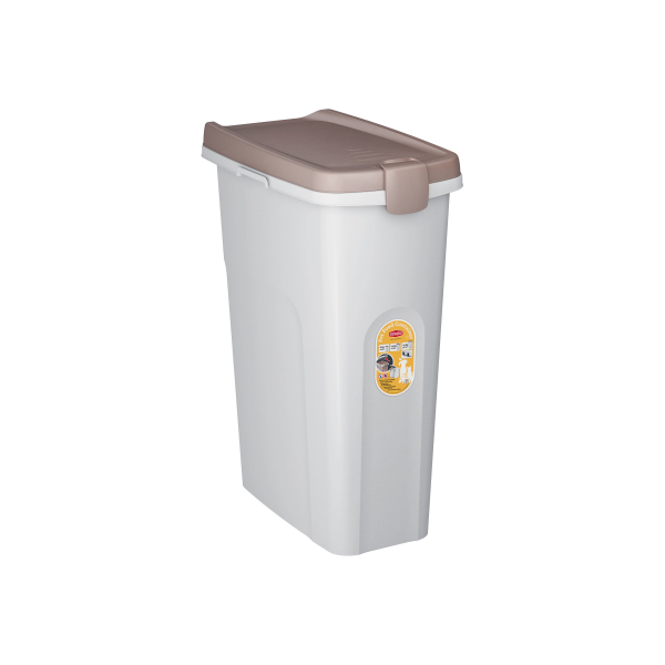 Konteiners barībai 40l balts ar brūni-pelēku vāku