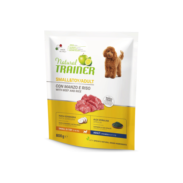 NT DOG SMALL&TOY ADULT BEEF&RICE 800G - BARĪBA MAZO UN ĻOTI MAZO ŠĶIRŅU PIEAUGUŠIEM SUŅIEM AR LIELLOPU UN RĪSIEM