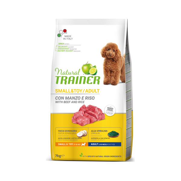 NT DOG SMALL&TOY ADULT BEEF&RICE 7KG - BARĪBA MAZO UN ĻOTI MAZO ŠĶIRŅU PIEAUGUŠIEM SUŅIEM AR LIELLOPU UN RĪSIEM