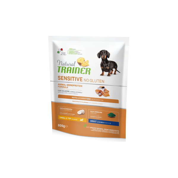 NT DOG SENSITIVE NO GLUTEN ADULT MINI SALMON 800G - БЕЗГЛЮТЕНОВЫЙ КОРМ С ЛОСОСЕМ ДЛЯ ВЗРОСЛЫХ СОБАК МЕЛКИХ ПОРОД С ЧУВСТВИТЕЛЬНЫМ ПИЩЕВАРЕНИЕМ