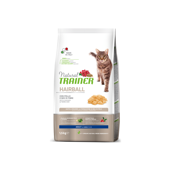 NT CAT HAIRBALL ADULT WITH CHICKEN 1.5KG - СУХОЙ ШЕРСТЕВЫВОДЯЩИЙ КОРМ С КУРИЦЕЙ ДЛЯ ВЗРОСЛЫХ КОШЕК