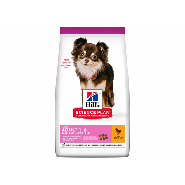 HILL'S DOG ADULT SMALL & MINI LIGHT CHICKEN 1.5kg - atvieglota sausā barība ar vistu pieaugušiem mazo šķirņu suņiem