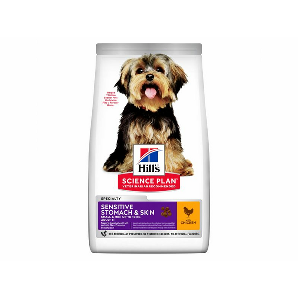 HILL'S DOG ADULT MINI SENSITIVE STOMACH/SKIN 6 KG - sausā barība mazo šķirņu pieaugušiem jutīgiem suņiem