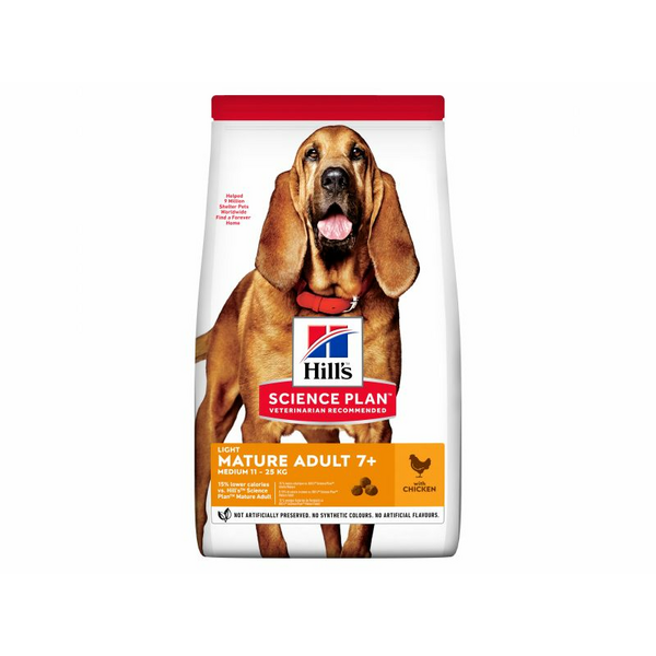 HILL'S DOG ADULT 7+ LIGHT CHICKEN - atvieglota suņu barība nobriedušiem suņiem