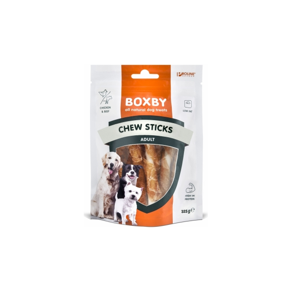 BOXBY CHEW STICKS WITH CHICKEN&BEEF 325G - JĒLĀDAS KOCIŅI AR VISTU UN LIELLOPU