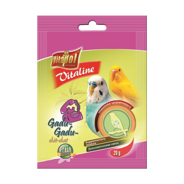 Papildbarība ar vitamīniem viļņainajiem papagaiļiem 20g - Vitapol VITALINE Chit-Chat supplementary mixture for budgie