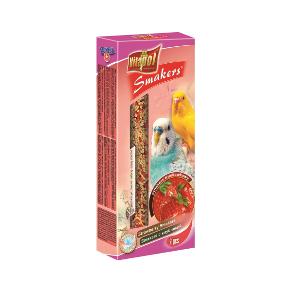 Nūjiņas ar zemenēm viļņainajiem papagaiļiem 90g - Vitapol STANDARD Smakers strawberry for budgie
