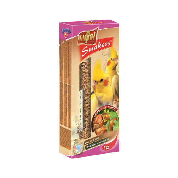 Nūjiņas ar riekstiem vidējiem papagaiļiem 90g - Vitapol STANDARD Smakers nut for cockatiel
