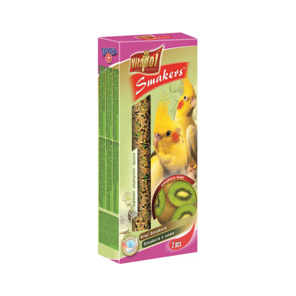 Nūjiņas ar kivi vidējiem papagaiļiem 90g - Vitapol STANDARD Smakers kiwi for cockatiel