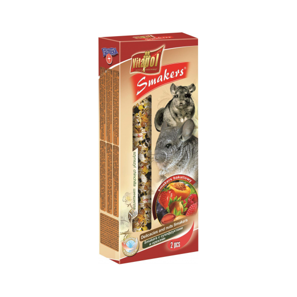 STANDARD Smakers fruits and nut for chinchilla 2pcs 90g - Vitapol палочки с фруктами и орехами для шиншилл