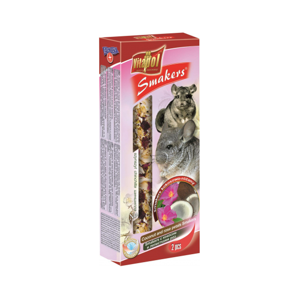 STANDARD Smakers coconut and rose petals for chinchilla 2pcs 90g - Vitapol паочки с розовыми лепестками для шиншилл