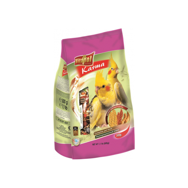 Barība vidējiem papagaiļiem 500g - Vitapol STANDARD foil complete food for cockatiel