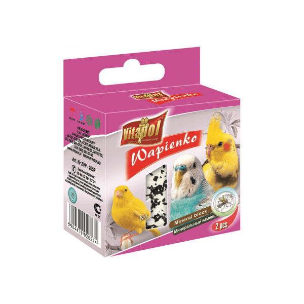 Minerālakmens ar melno ķimeņi putniem 35g - Vitapol MINERAL BLOCK with nigella  seeds for birds