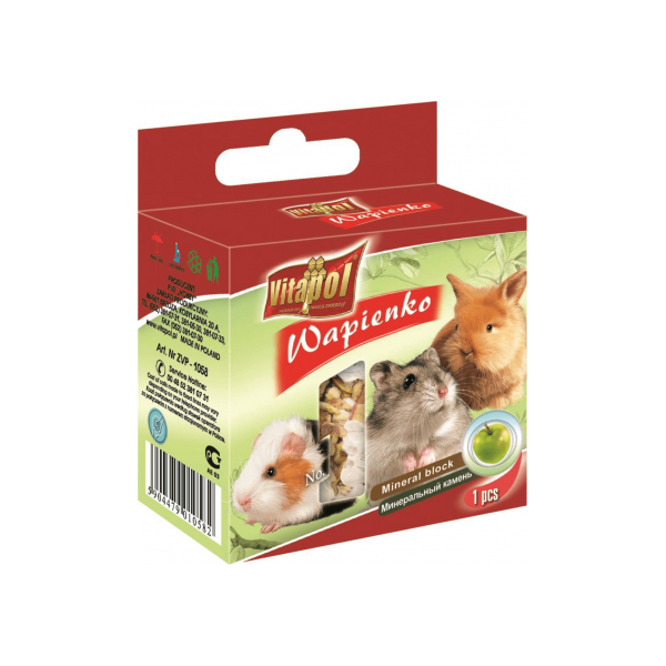 Minerālu akmens ar āboliem 40g - Vitapol MINERAL BLOCK apple for rodents and rabbit