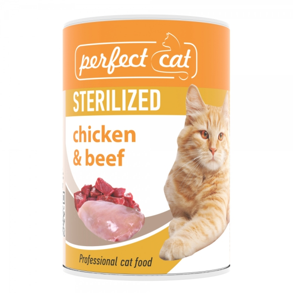 Perfect Cat Sterelized Chicken&Beef 400g - Konservēta barība kaķiem (vista un liellops)