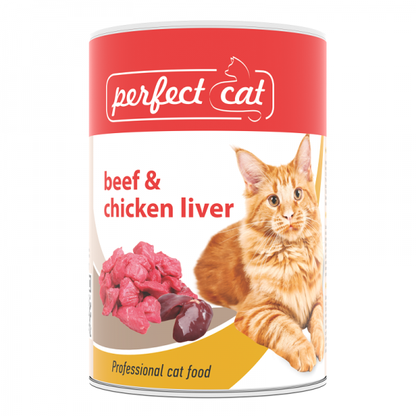 Perfect Cat Beef&Chicken Liver 400g - Konservēta barība kaķiem (vistas aknas un liellops)