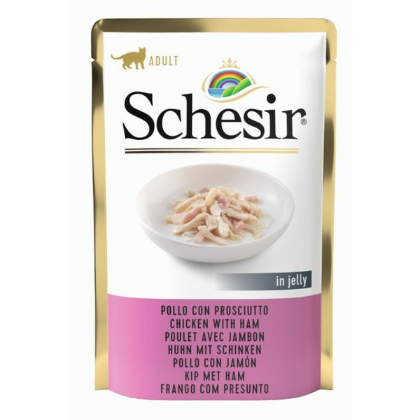 Schesir Cat Chicken with Ham 85g - vistas fileja un šķiņķis želejā